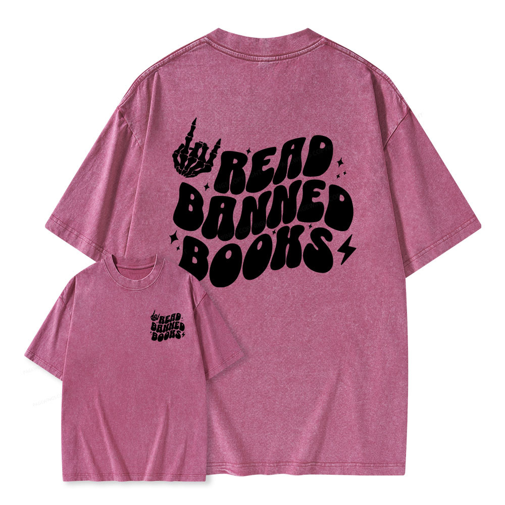 Pagewings Read Banned Books Unisex Washed T-shirt