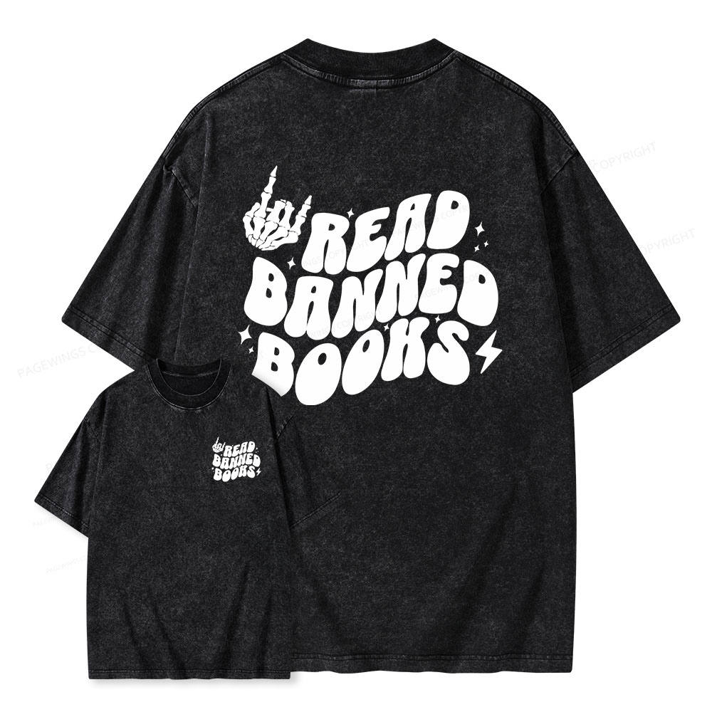 Pagewings Read Banned Books Unisex Washed T-shirt