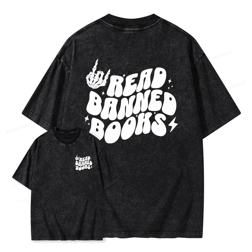 Pagewings Read Banned Books Unisex Washed T-shirt