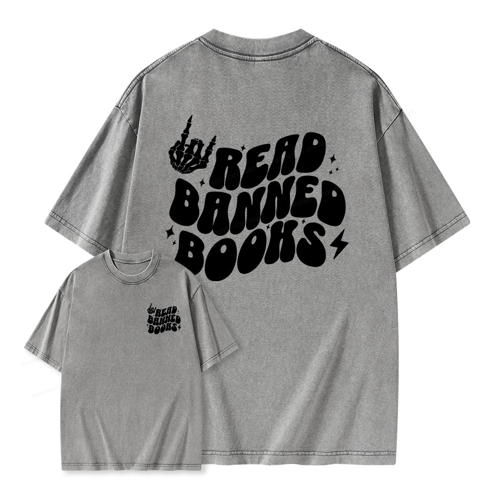Pagewings Read Banned Books Unisex Washed T-shirt