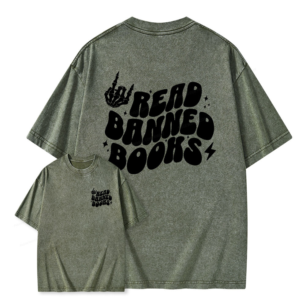 Pagewings Read Banned Books Unisex Washed T-shirt
