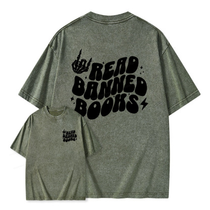 Pagewings Read Banned Books Unisex Washed T-shirt
