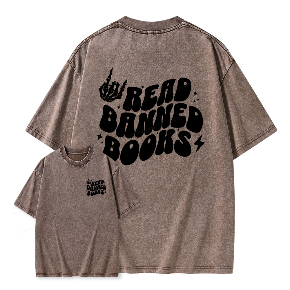Pagewings Read Banned Books Unisex Washed T-shirt