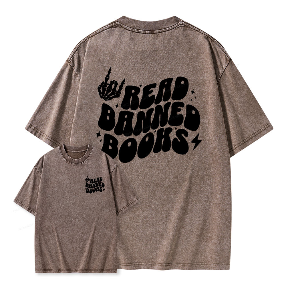 Pagewings Read Banned Books Unisex Washed T-shirt