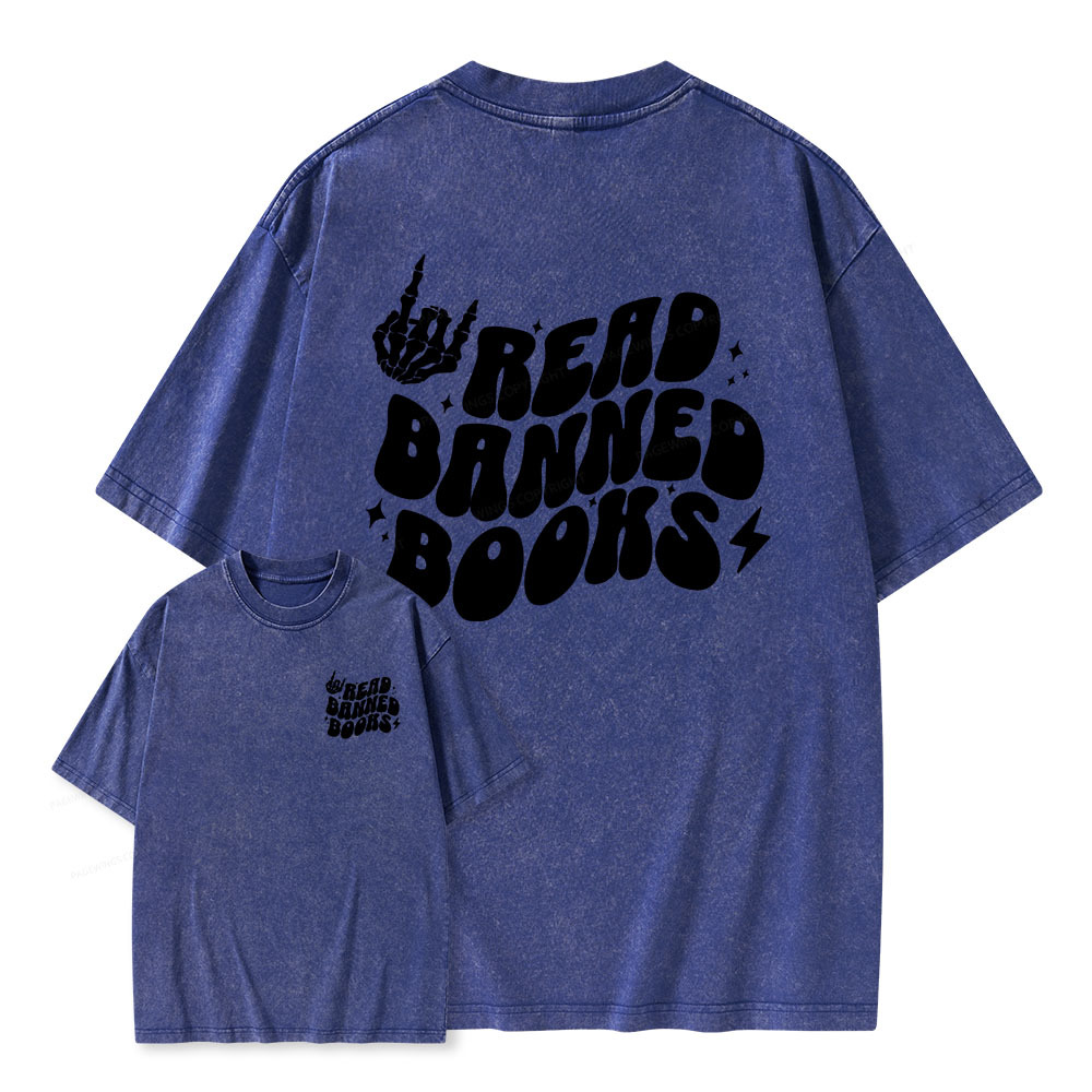Pagewings Read Banned Books Unisex Washed T-shirt