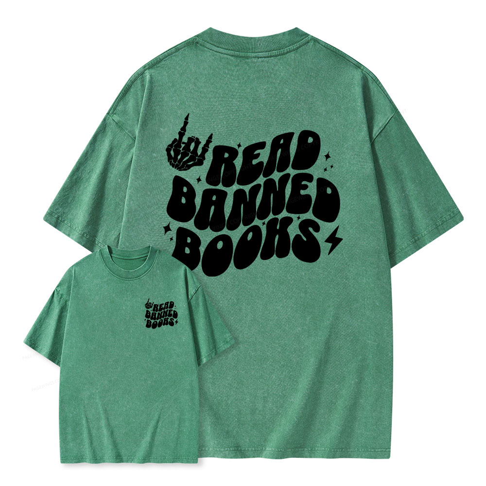 Pagewings Read Banned Books Unisex Washed T-shirt