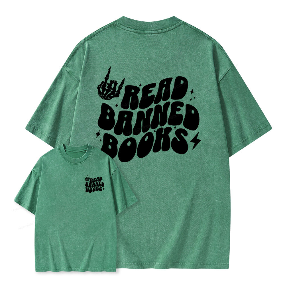 Pagewings Read Banned Books Unisex Washed T-shirt