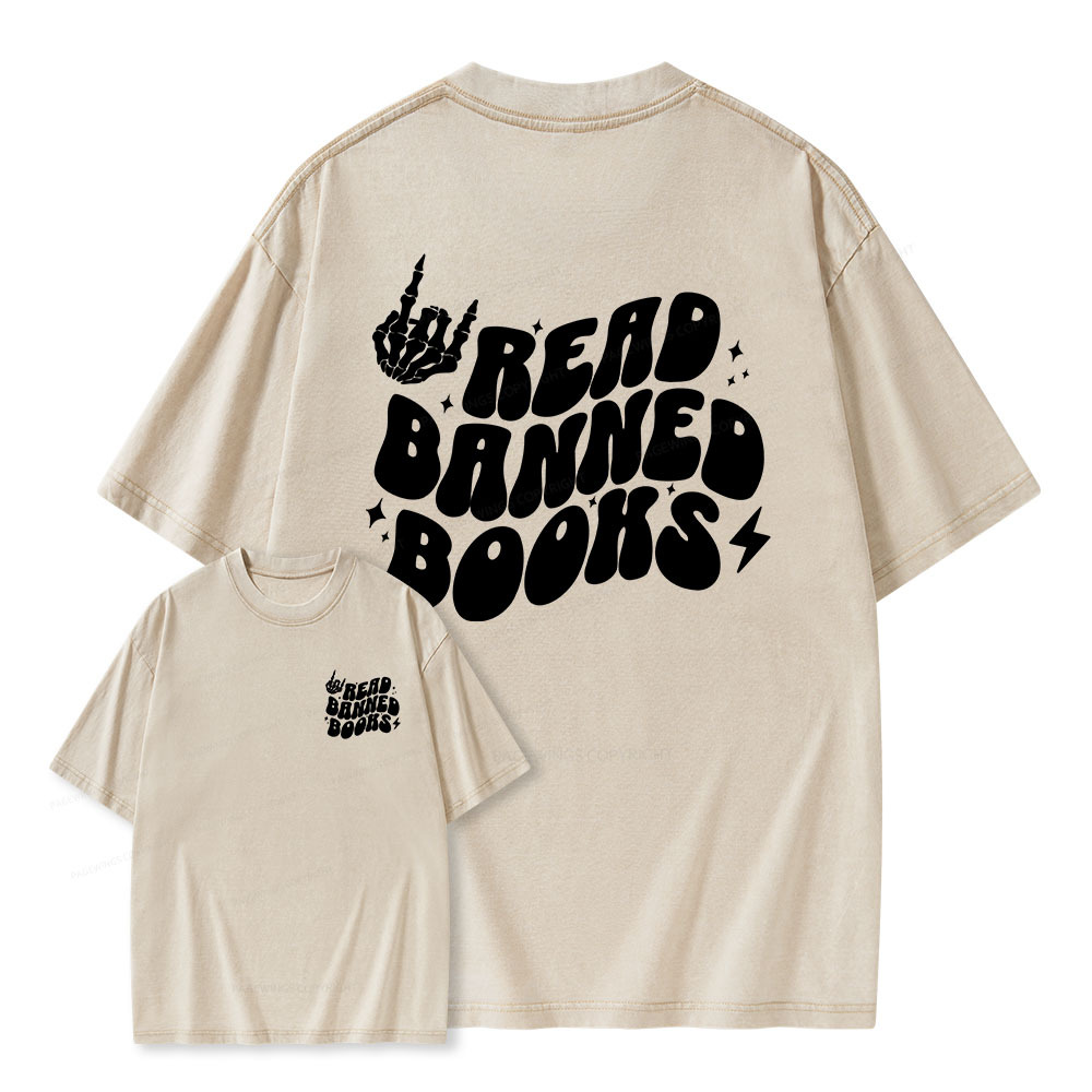 Pagewings Read Banned Books Unisex Washed T-shirt
