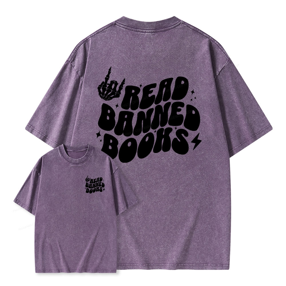 Pagewings Read Banned Books Unisex Washed T-shirt