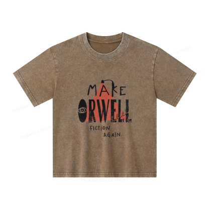 Pagewings Make Orwell Fiction Again Unisex Kids Washed T-shirt