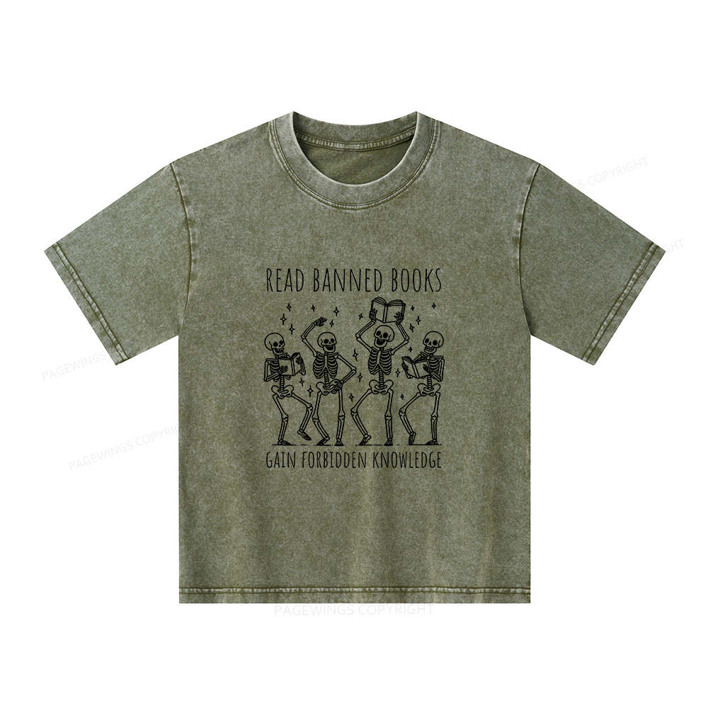 Pagewings Reading Books Tee Book Lover Gift Unisex Kids Washed T-shirt