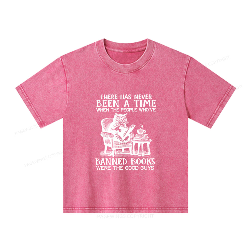Pagewings Cats Reading Books Are Prohibited From Having Books Unisex Kids Washed T-shirt