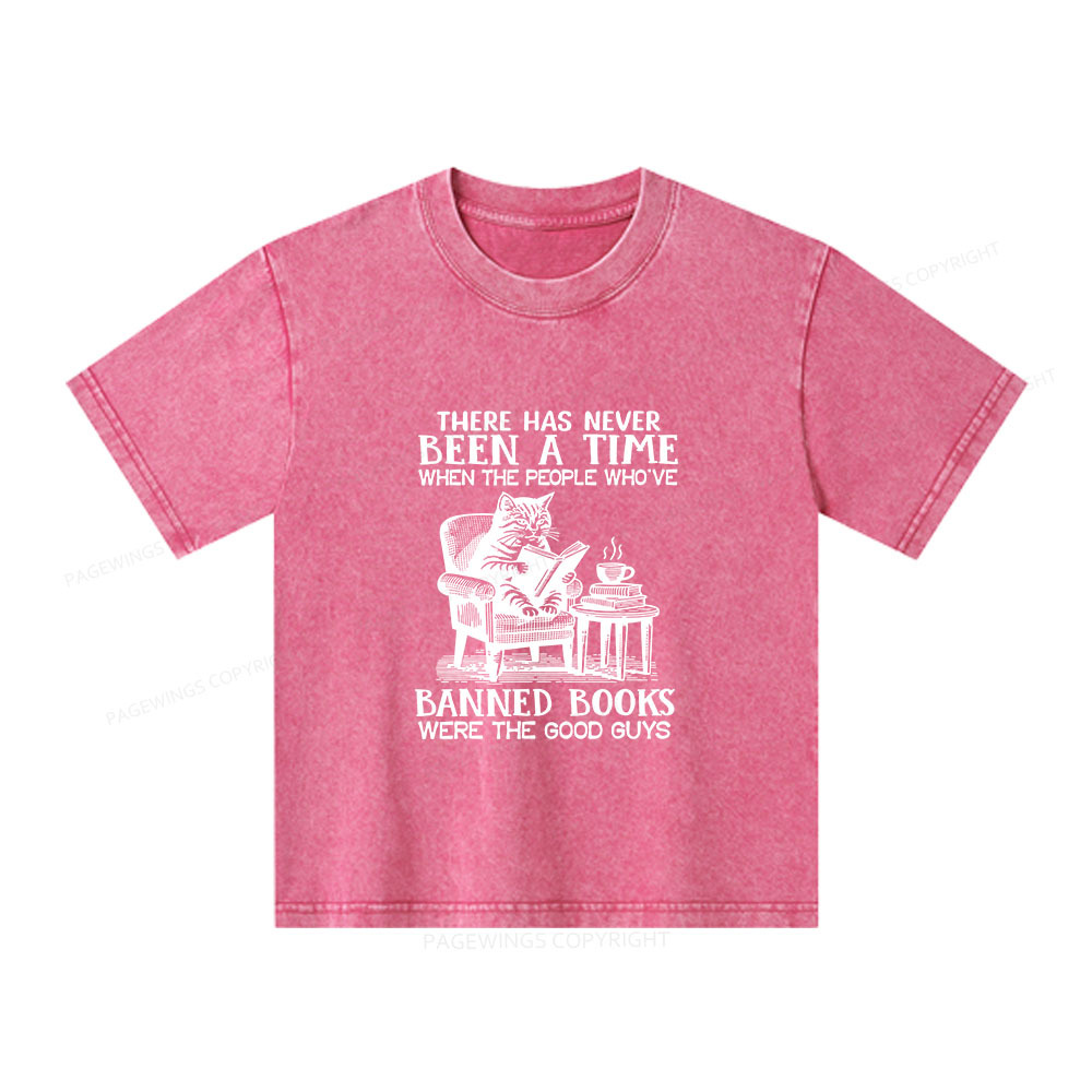 Pagewings Cats Reading Books Are Prohibited From Having Books Unisex Kids Washed T-shirt