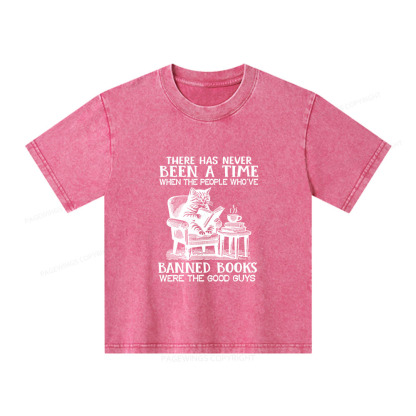 Pagewings Cats Reading Books Are Prohibited From Having Books Unisex Kids Washed T-shirt