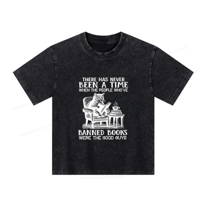 Pagewings Cats Reading Books Are Prohibited From Having Books Unisex Kids Washed T-shirt