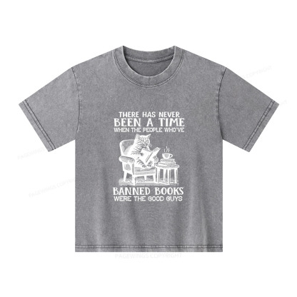 Pagewings Cats Reading Books Are Prohibited From Having Books Unisex Kids Washed T-shirt