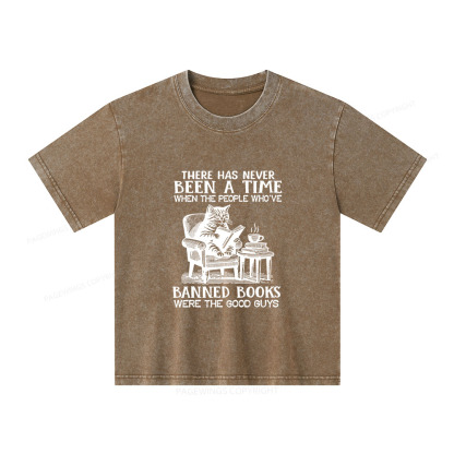 Pagewings Cats Reading Books Are Prohibited From Having Books Unisex Kids Washed T-shirt