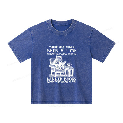 Pagewings Cats Reading Books Are Prohibited From Having Books Unisex Kids Washed T-shirt