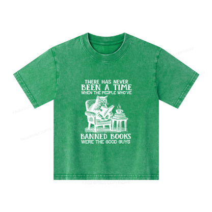 Pagewings Cats Reading Books Are Prohibited From Having Books Unisex Kids Washed T-shirt