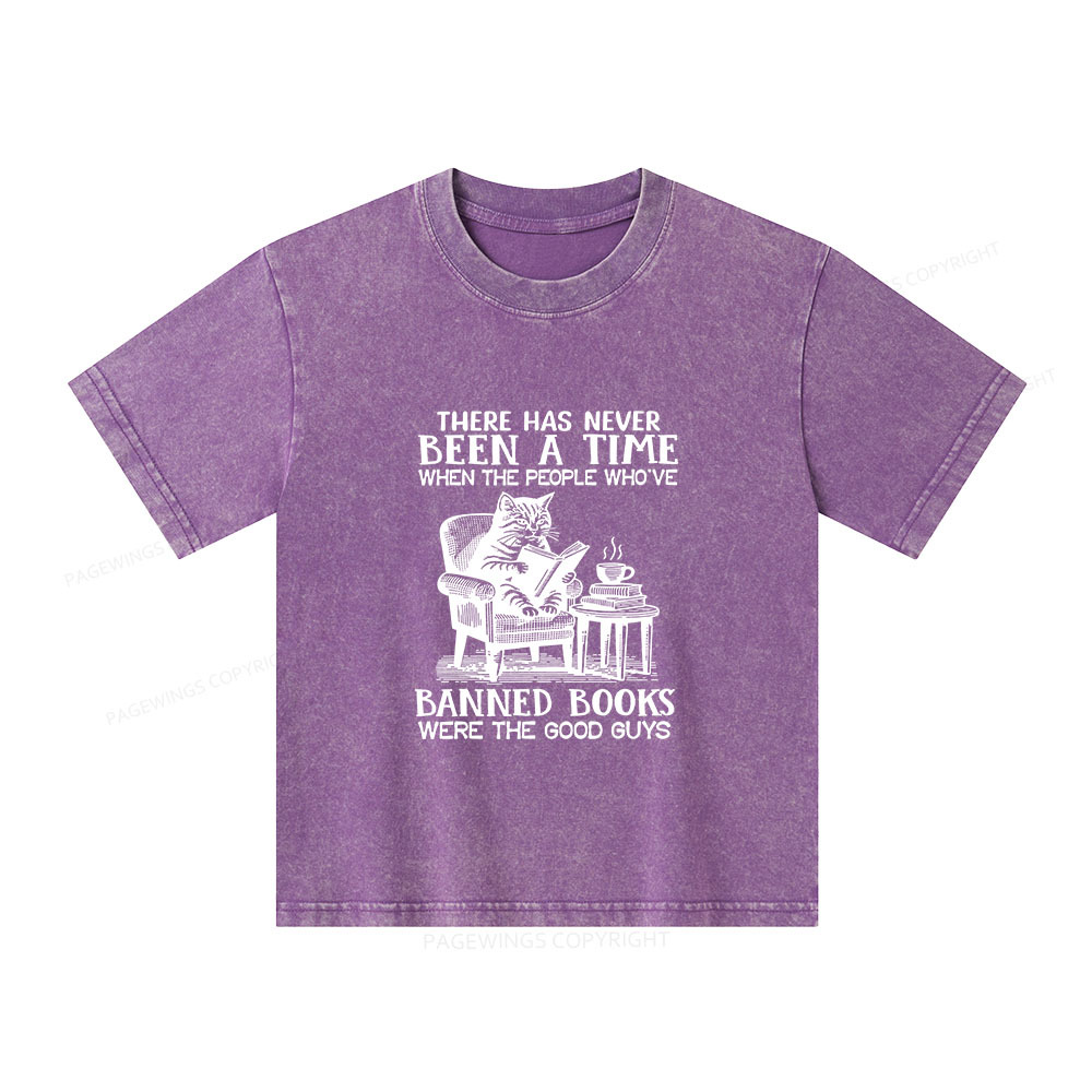 Pagewings Cats Reading Books Are Prohibited From Having Books Unisex Kids Washed T-shirt