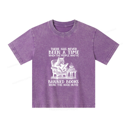 Pagewings Cats Reading Books Are Prohibited From Having Books Unisex Kids Washed T-shirt