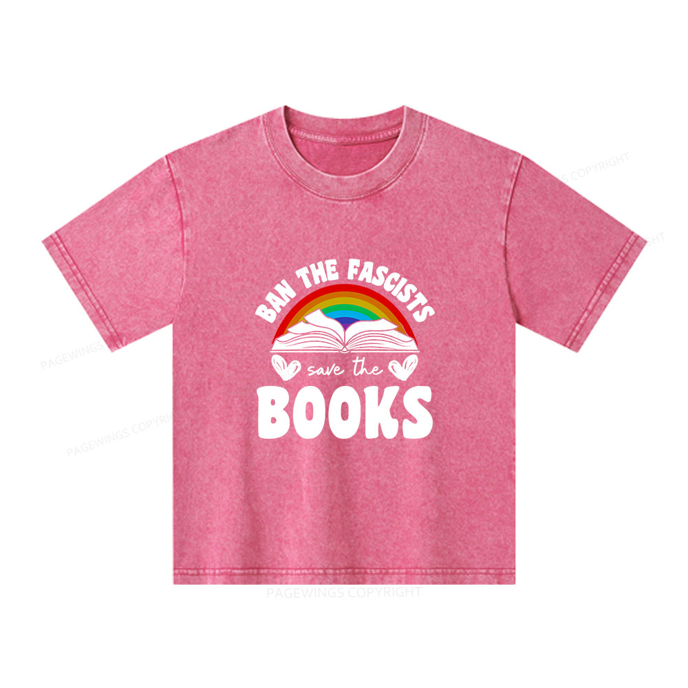 Pagewings Banned books Unisex Kids Washed T-shirt