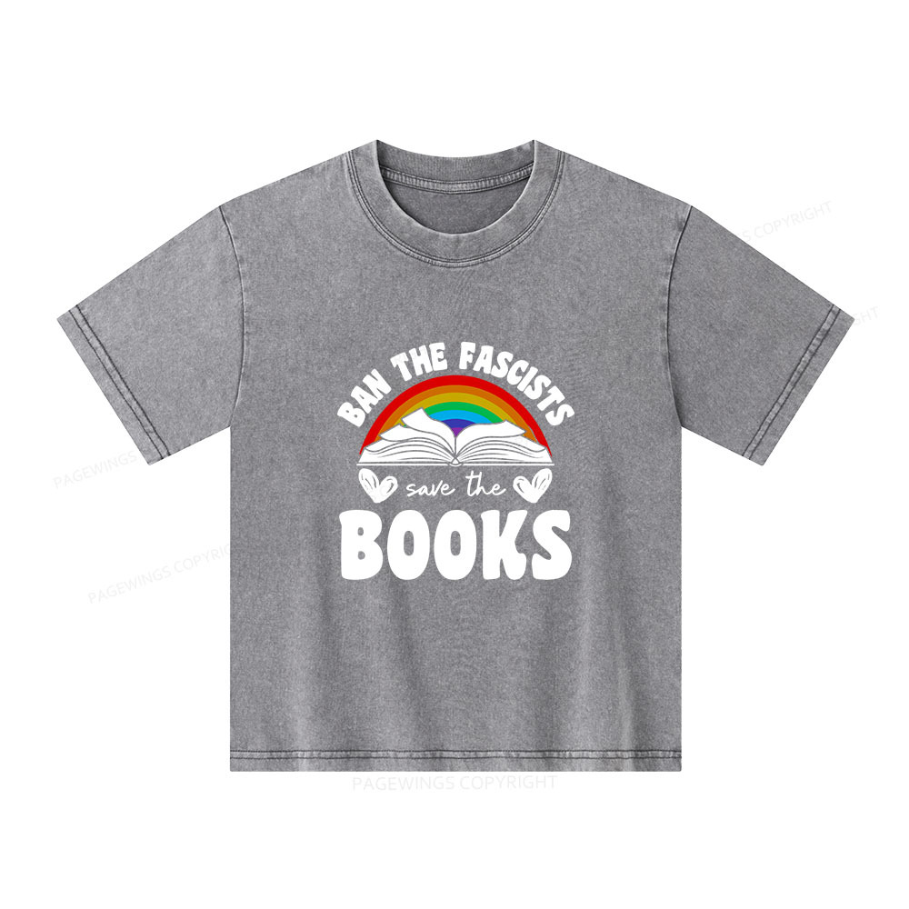 Pagewings Banned books Unisex Kids Washed T-shirt