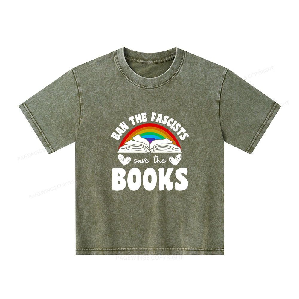 Pagewings Banned books Unisex Kids Washed T-shirt