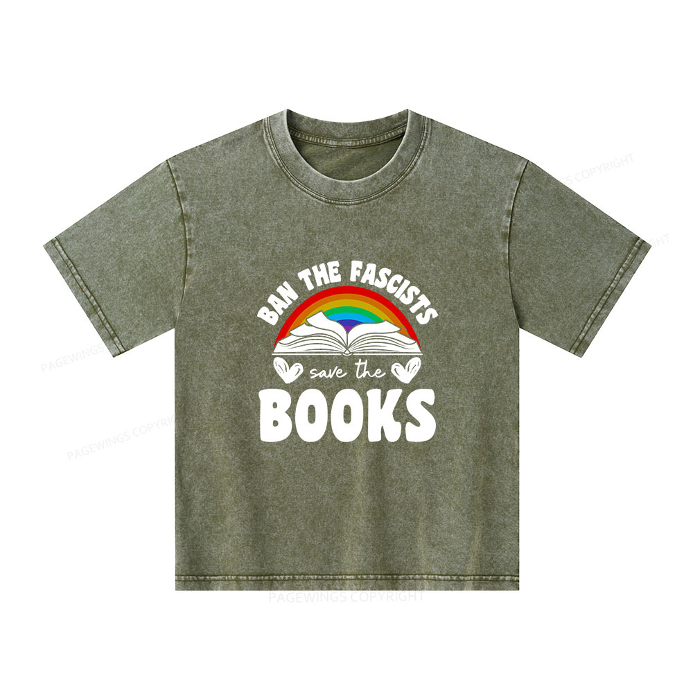 Pagewings Banned books Unisex Kids Washed T-shirt