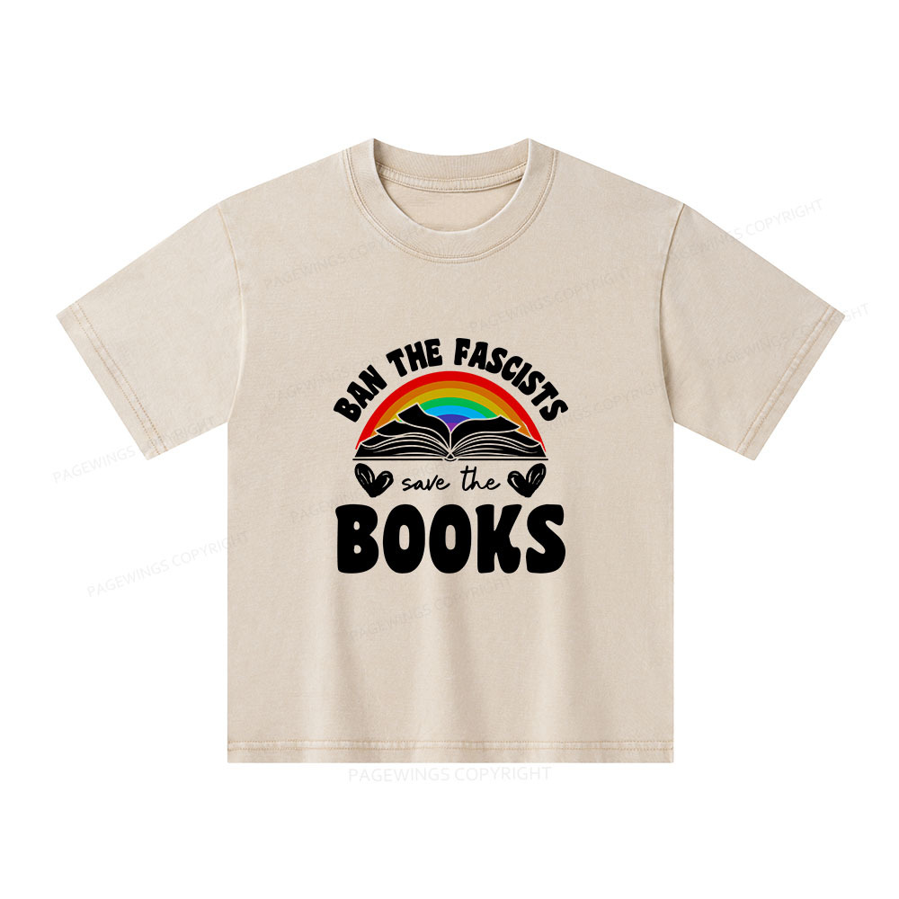 Pagewings Banned books Unisex Kids Washed T-shirt