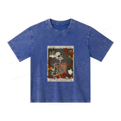 Pagewings The Reader Tarot Card  Bookish Unisex Kids Washed T-shirt