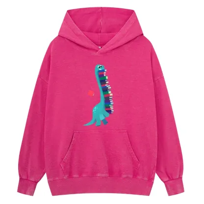 Pagewings Book Dinosaurs Unisex Washed Hoodie
