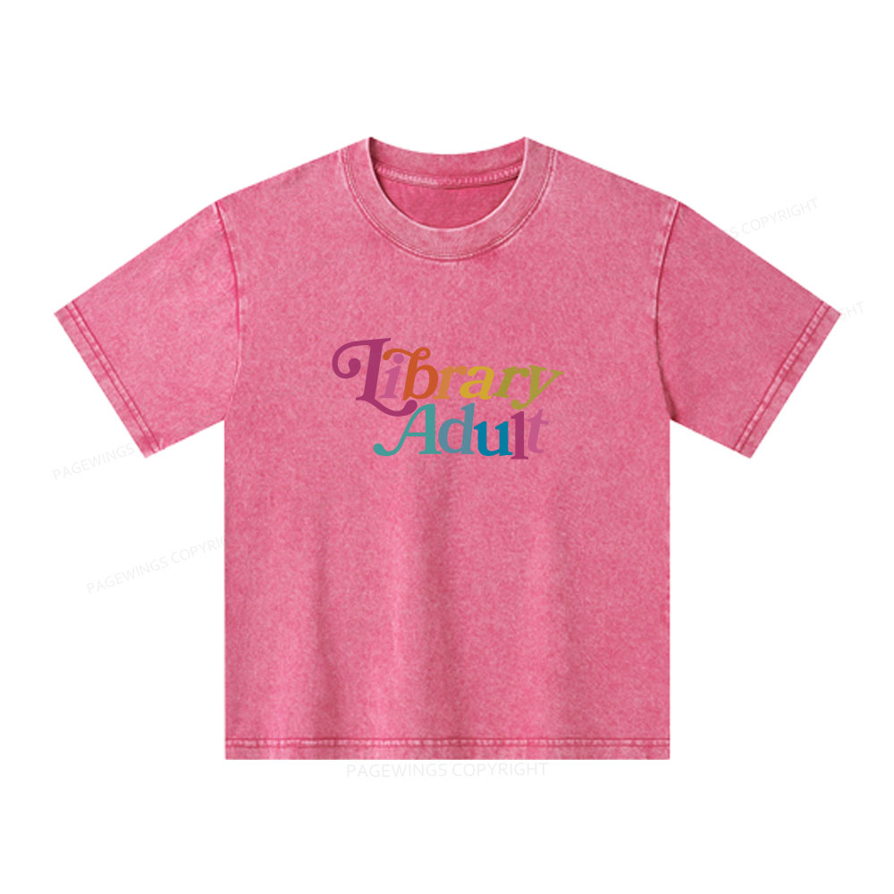 Pagewings Library Adult, Library Unisex Kids Washed T-shirt