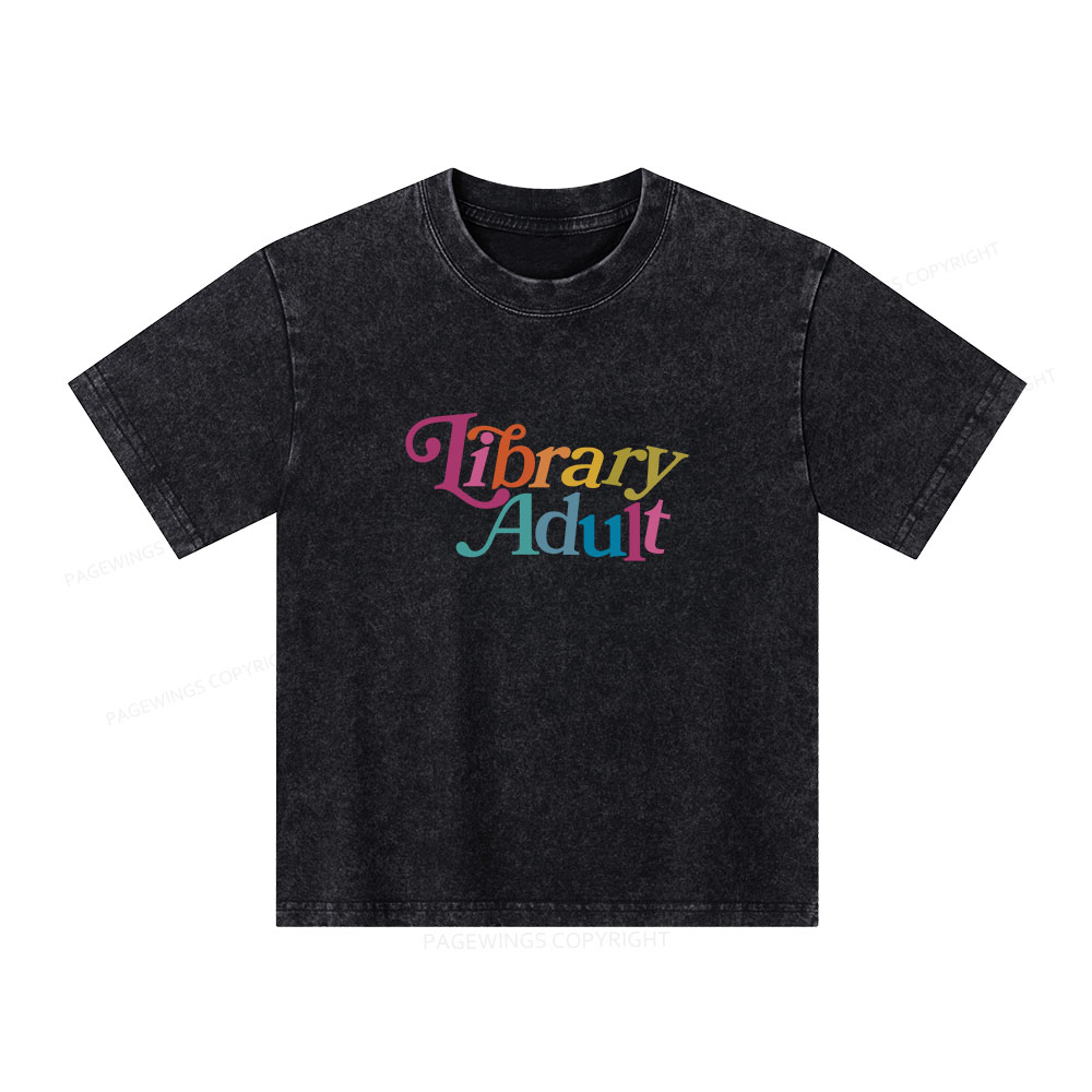 Pagewings Library Adult, Library Unisex Kids Washed T-shirt