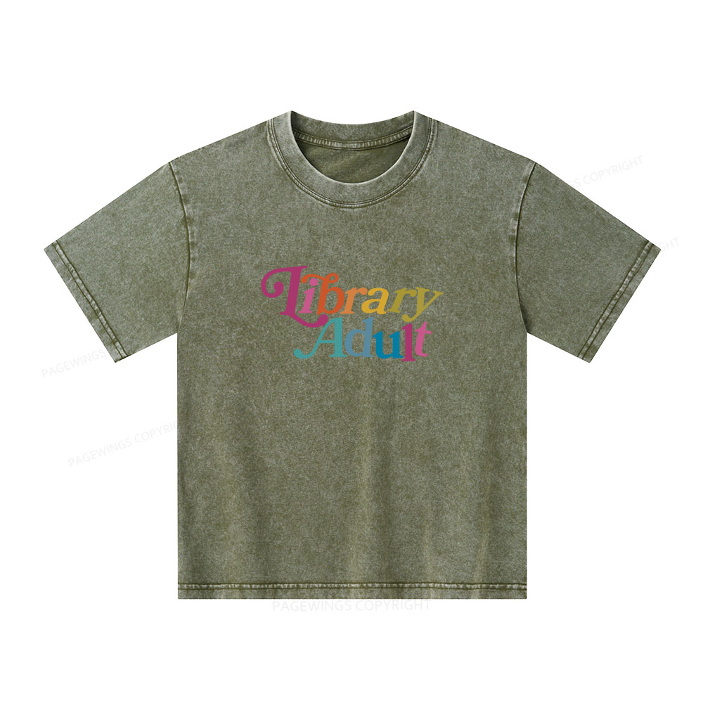 Pagewings Library Adult, Library Unisex Kids Washed T-shirt
