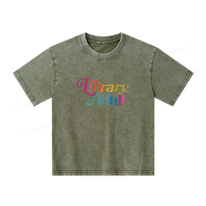 Pagewings Library Adult, Library Unisex Kids Washed T-shirt