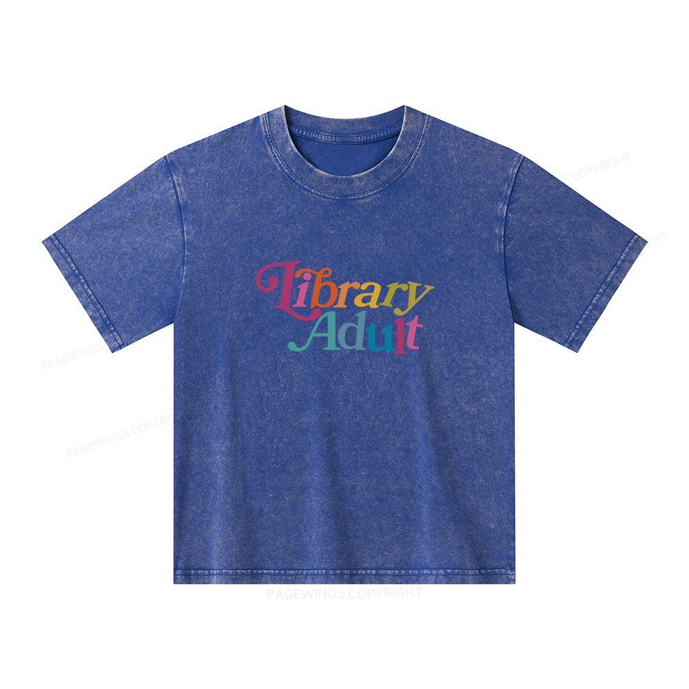 Pagewings Library Adult, Library Unisex Kids Washed T-shirt