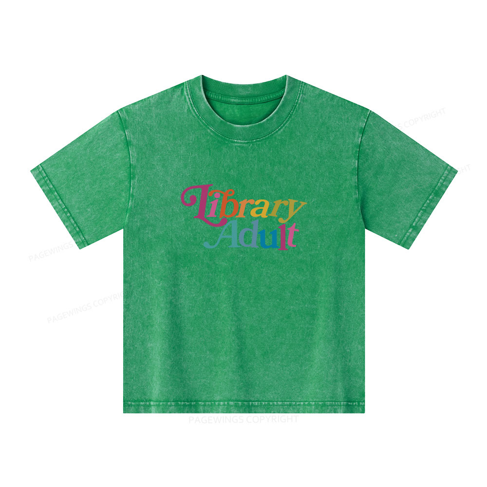 Pagewings Library Adult, Library Unisex Kids Washed T-shirt