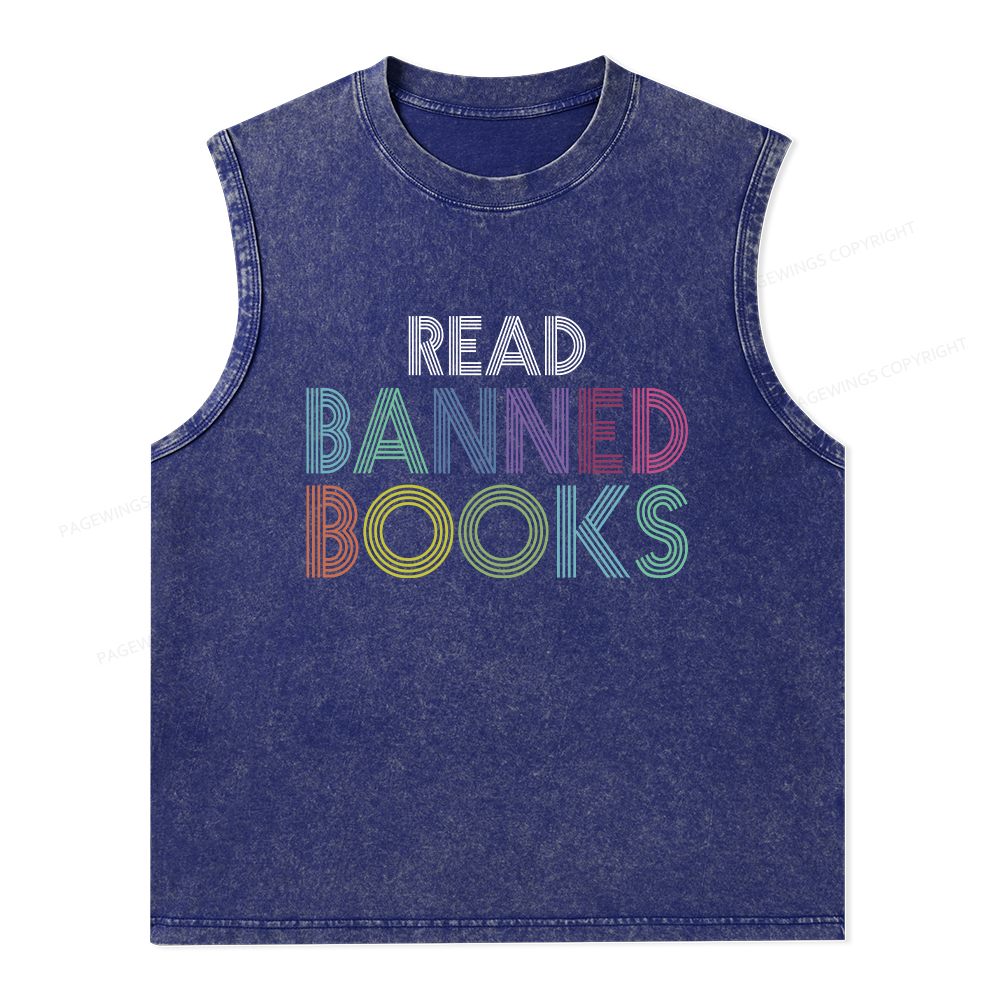 Pagewings Read Banned Books Shirt Unisex Washed Tank Top