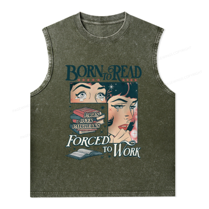 Pagewings Born To Read Bookish Comfor Unisex Washed Tank Top
