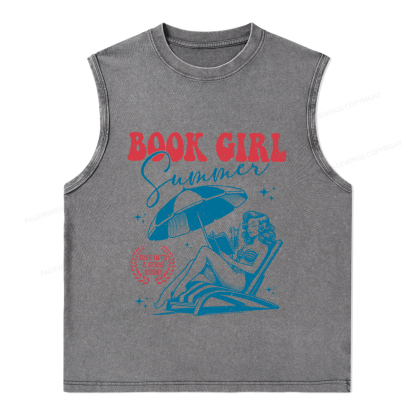 Pagewings Book Girl Summer Unisex Washed Tank Top