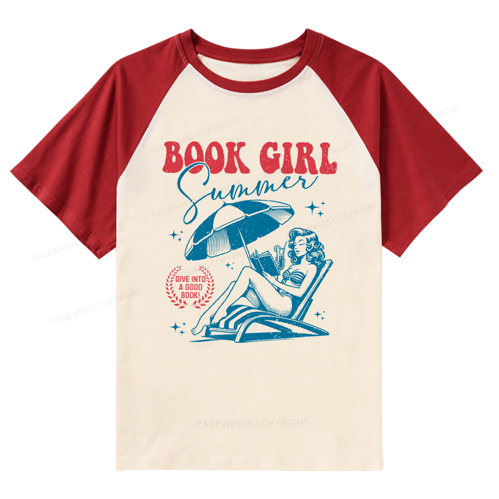 Pagewings Book Girl Summer Raglan T-shirt