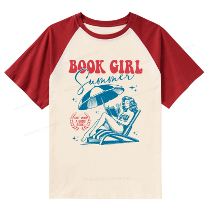 Pagewings Book Girl Summer Raglan T-shirt