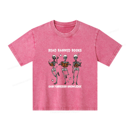 Pagewings Read Banned Books Gain Forbidden Knowledge Unisex Kids Washed T-shirt