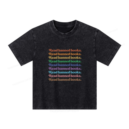 Pagewings Read Banned Books Unisex Kids Washed T-shirt