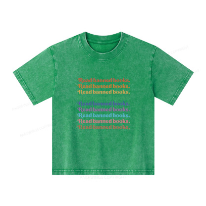 Pagewings Read Banned Books Unisex Kids Washed T-shirt