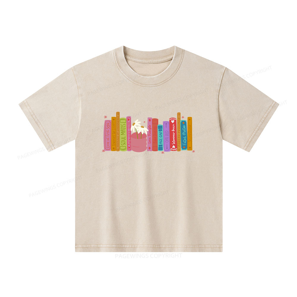 Pagewings Romance Book Tropes Unisex Kids Washed T-shirt
