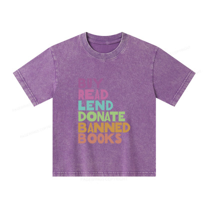 Pagewings Buy Read Lend Donate Banned Books Unisex Kids Washed T-shirt