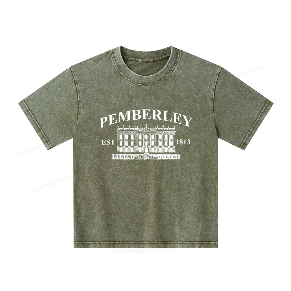 Pagewings Pemberley Unisex EST 1813 Unisex Kids Washed T-shirt