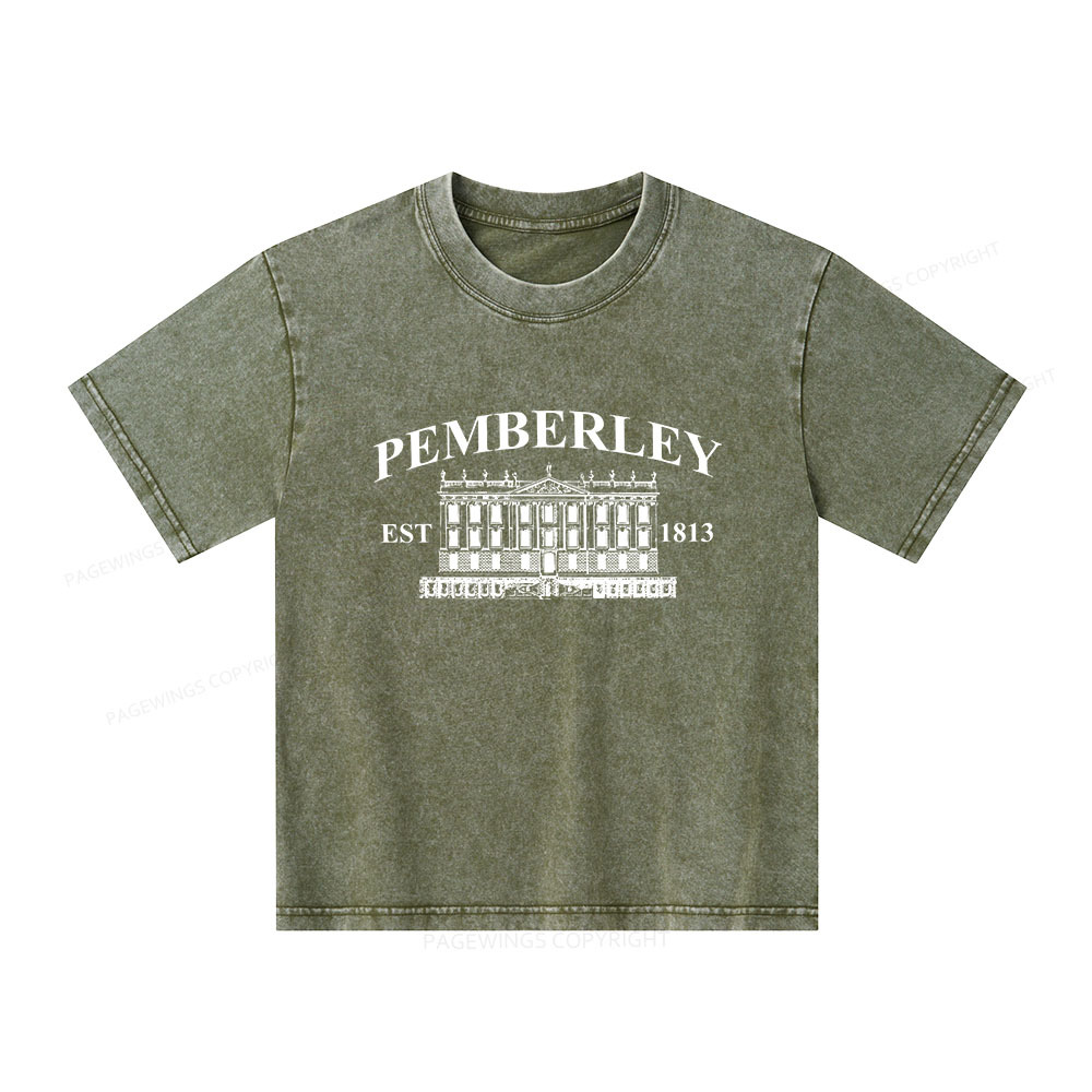 Pagewings Pemberley Unisex EST 1813 Unisex Kids Washed T-shirt